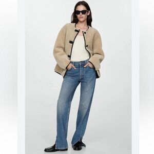 Mango black and cream shearling jacket - Size S